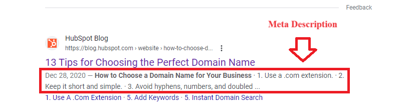 Meta description for search query tips for choosing the perfect domain name