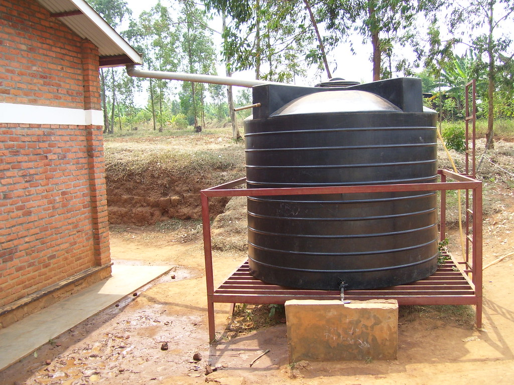 One of the residential rainwater harvesting systems that stores rain drawn from the roof. 