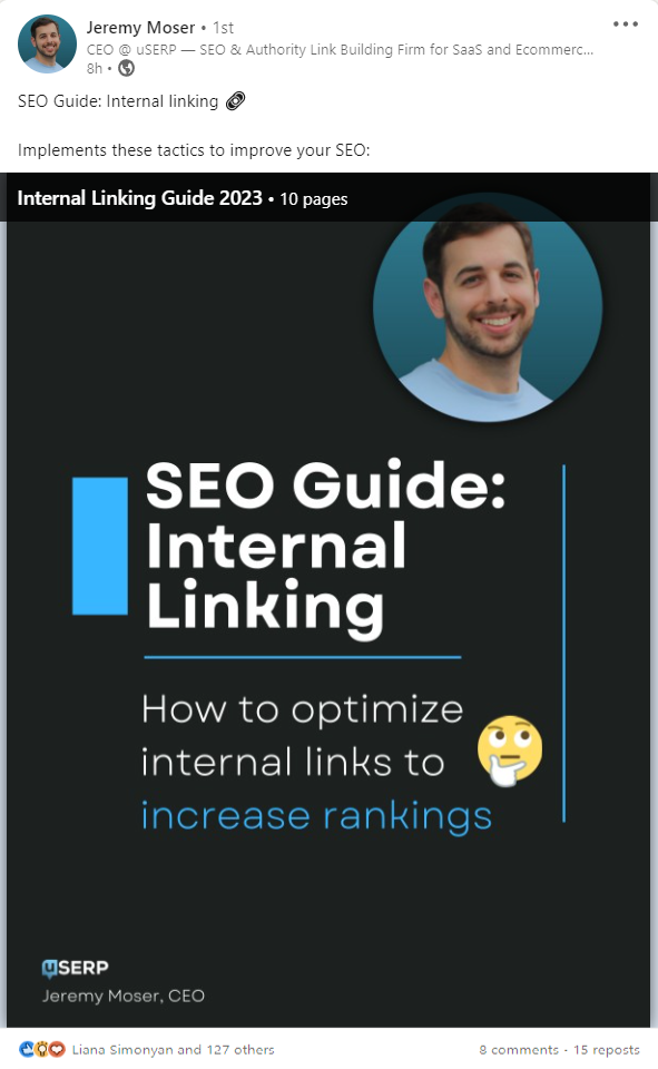 An example of sharing free, valuable content.