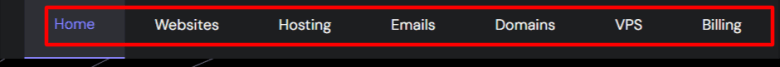 Hostinger Quick Access Navigation Bar