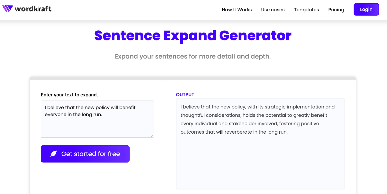 Wordkraft.ai Sentence Expander