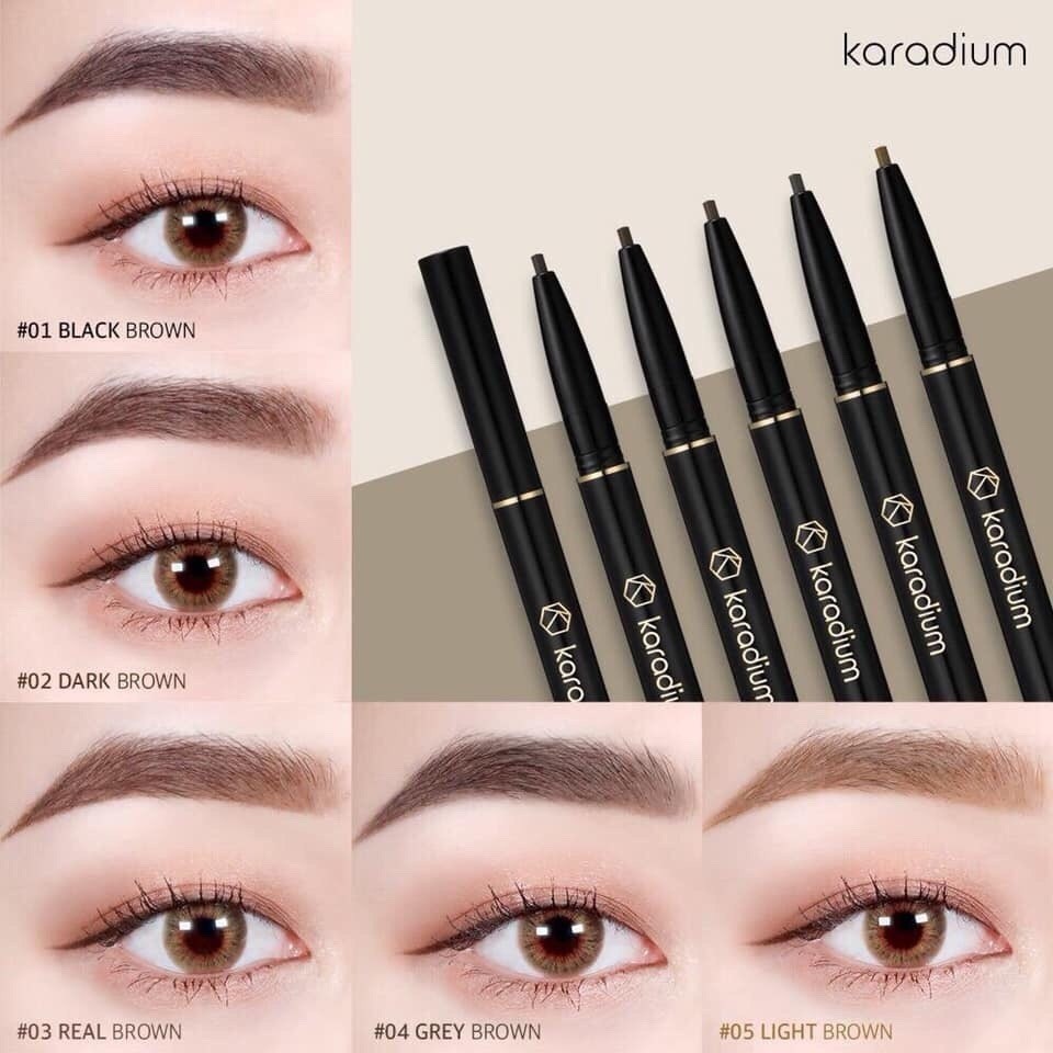 Karadium Auto Eyebrow Pencil có thiết kế đầu chì xoay tự động, không cần gọt, tiện lợi và dễ sử dụng