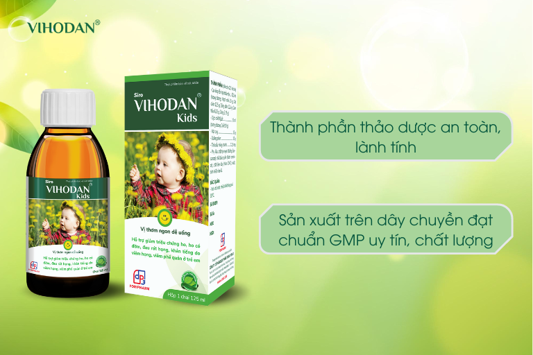 Siro Vihodan Kids – Thành phần thảo dược có tác dụng hỗ trợ giảm ho đờm rất tốt cho trẻ.