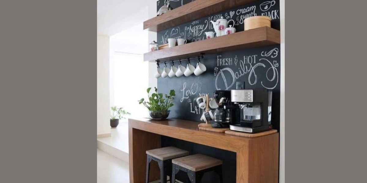 A persoalized home coffee bar with chalkboard paint