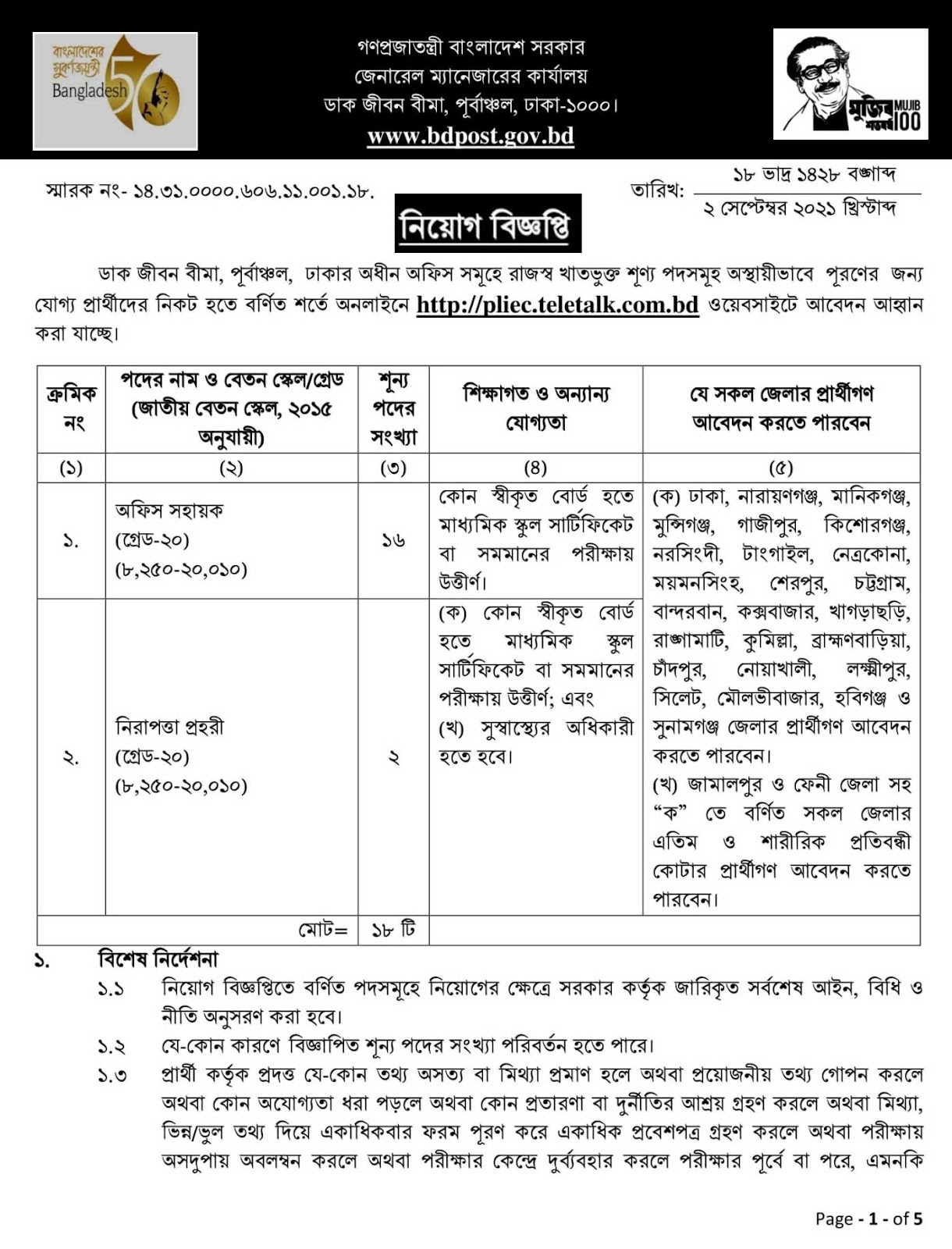 PLIEC Job Circular