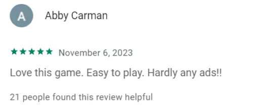 A five-star Bubble Party review from someone in the Google Play Store. 