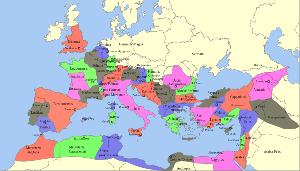 Mapa del Imperio Romano bajo Trajano