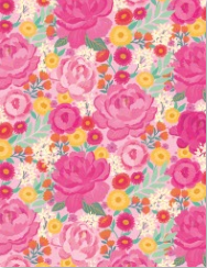 A pink and yellow flower pattern

Description automatically generated