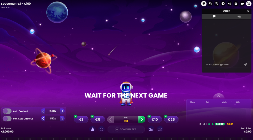 ¿Cómo Jugar Spaceman? Spaceman, personaliza tus apuestas, explora las opciones de apuesta automática si lo deseas, y pulsa “Confirmar Apuesta”