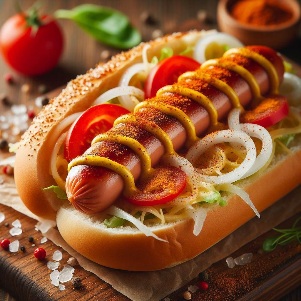 Chicken sausage hot dog