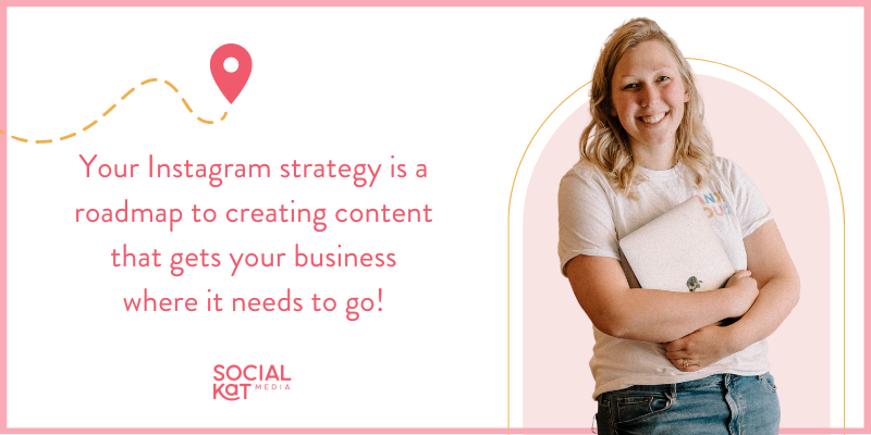 Woman holding a laptop and smiling. Your Instagram strategy is a roadmap to creating content that gets your business where it needs to go!