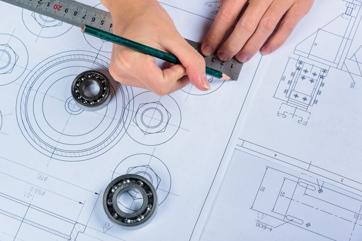 Architectural blueprints symbolizing ESAT engineering challenges.
