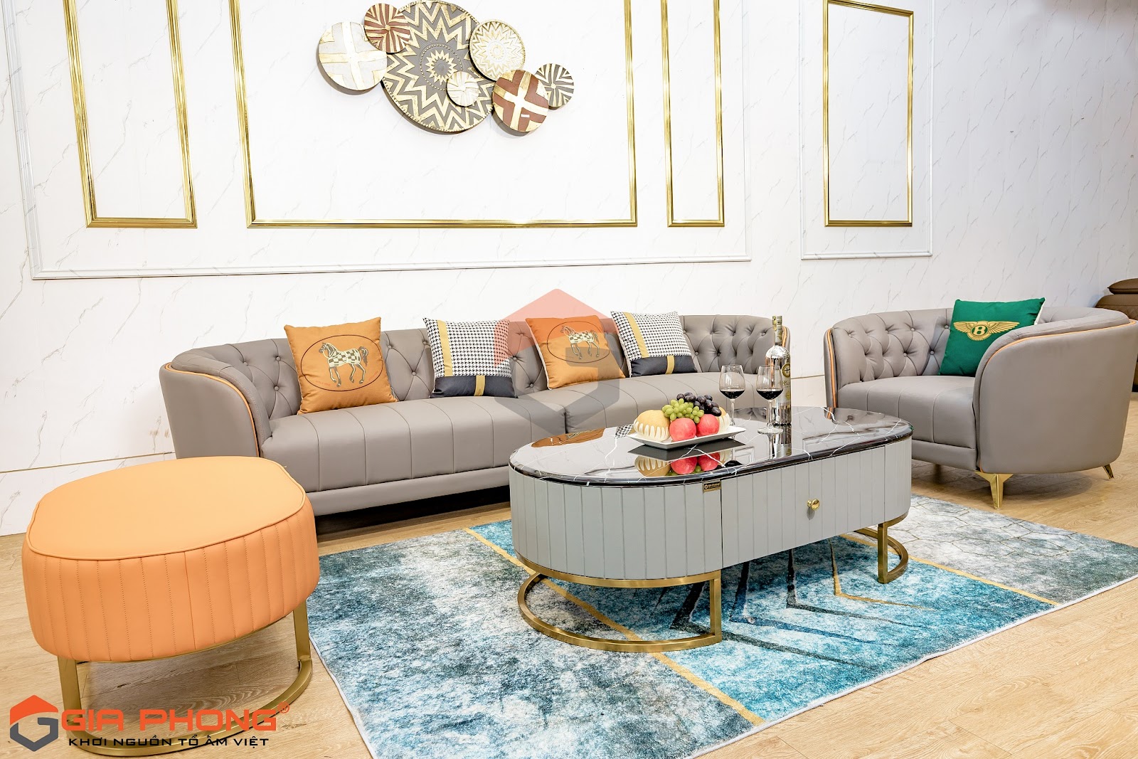 Ghế sofa da phòng khách đẹp với chất liệu da cao cấp - Nội thất Gia Phong