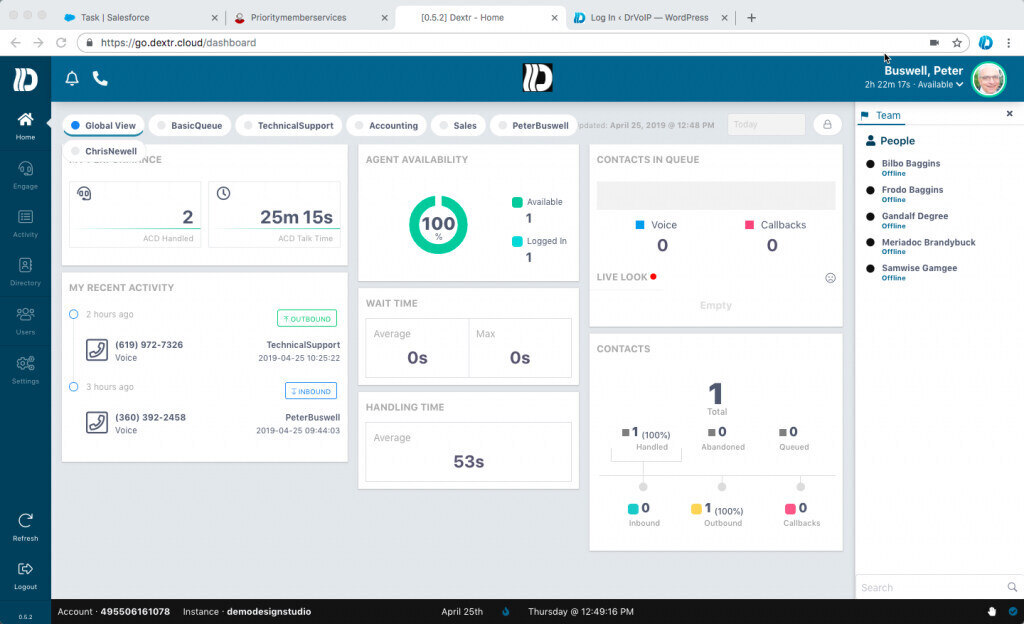 AWS Call Centre Solution Product agent dashboard