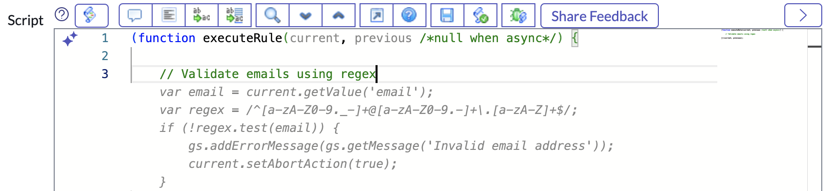 Code suggestion for the prompt "Validate emails using regex."