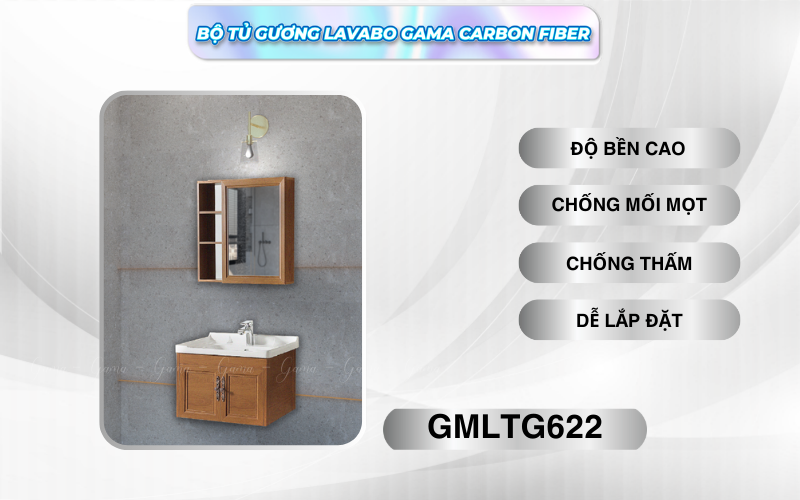 Bộ tủ gương Lavabo GAMA cao cấp GMLTG622