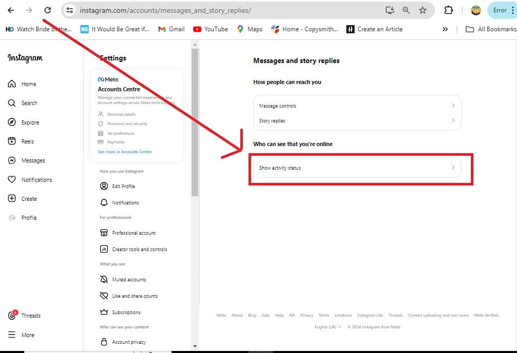 How to Turn Off Active Status on Instagram - Click Show Activity Status