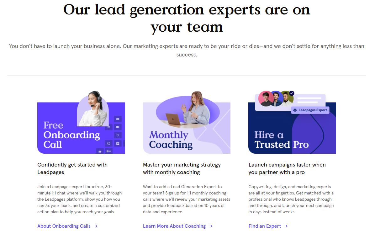 Lead Generation Experts’ Support for Leadpages