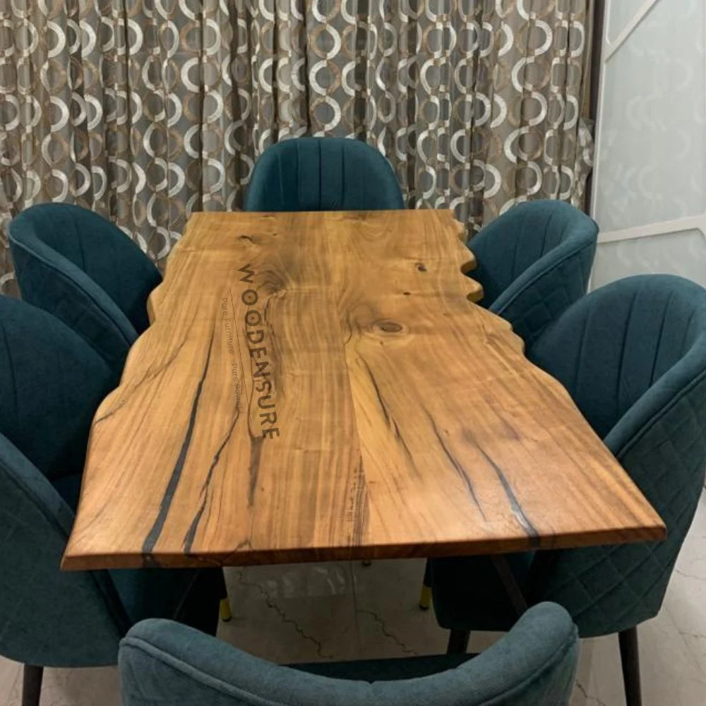 raw wood edge dining table