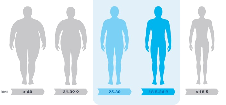 Infographic illustrating the ideal Body Mass Index (BMI) range for CoolSculpting candidates.