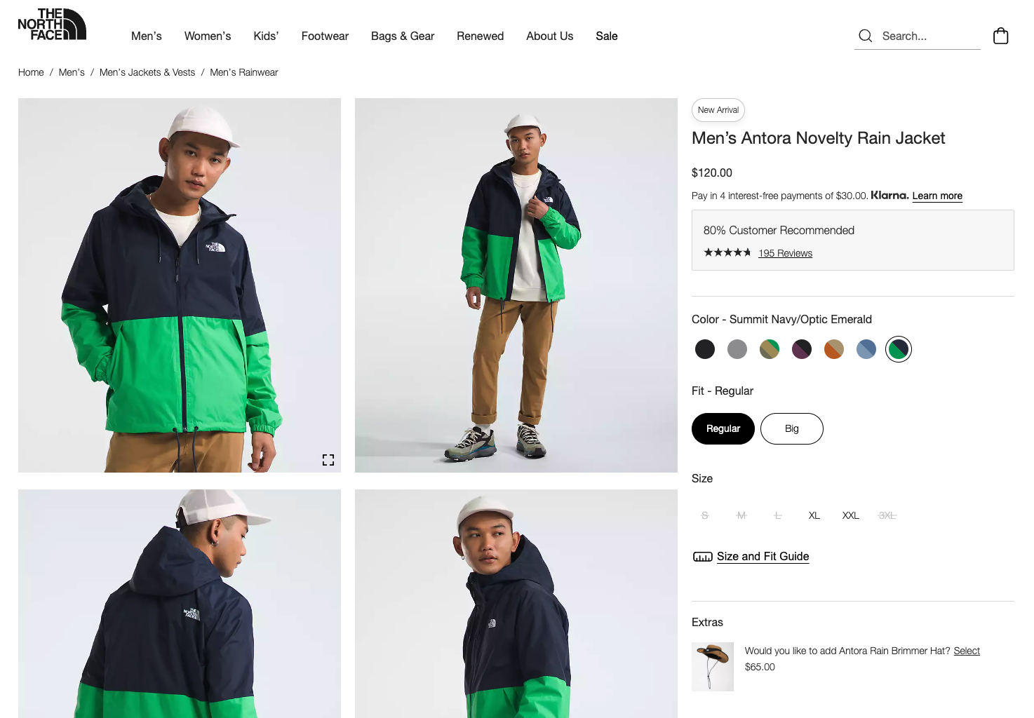 High-quality product image examples of men’s jacket from The North Face