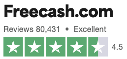 A screenshot of Freecash's 4.5-star review on Trustpilot with 80,431 reviews. 