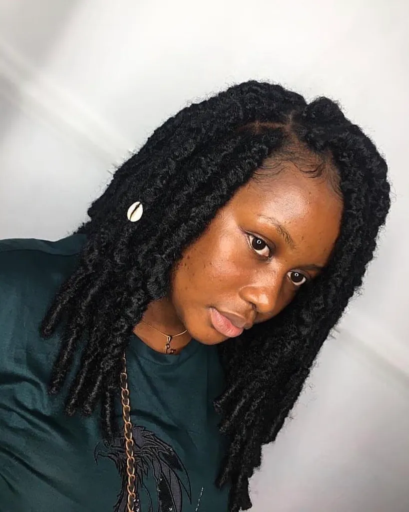 Picture showing  a lady rocking the crochet dread.
