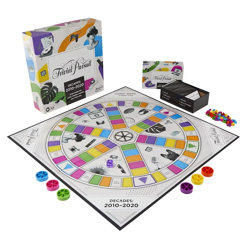 A picture of the board game Trivial Pursuit (2010's edition).