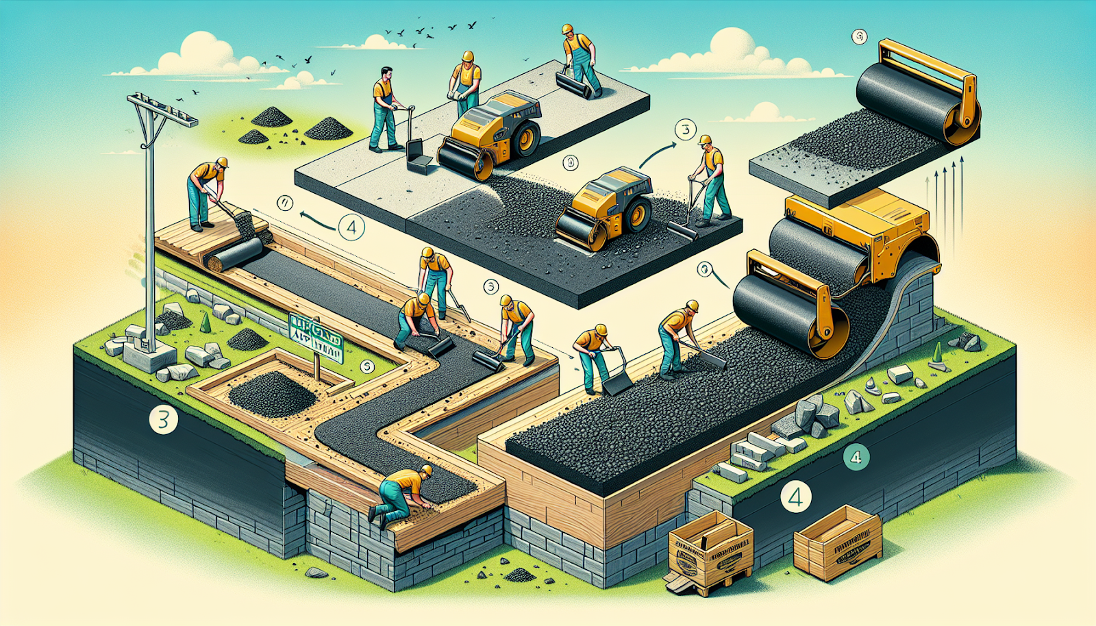 Illustration of recycled asphalt driveway installation