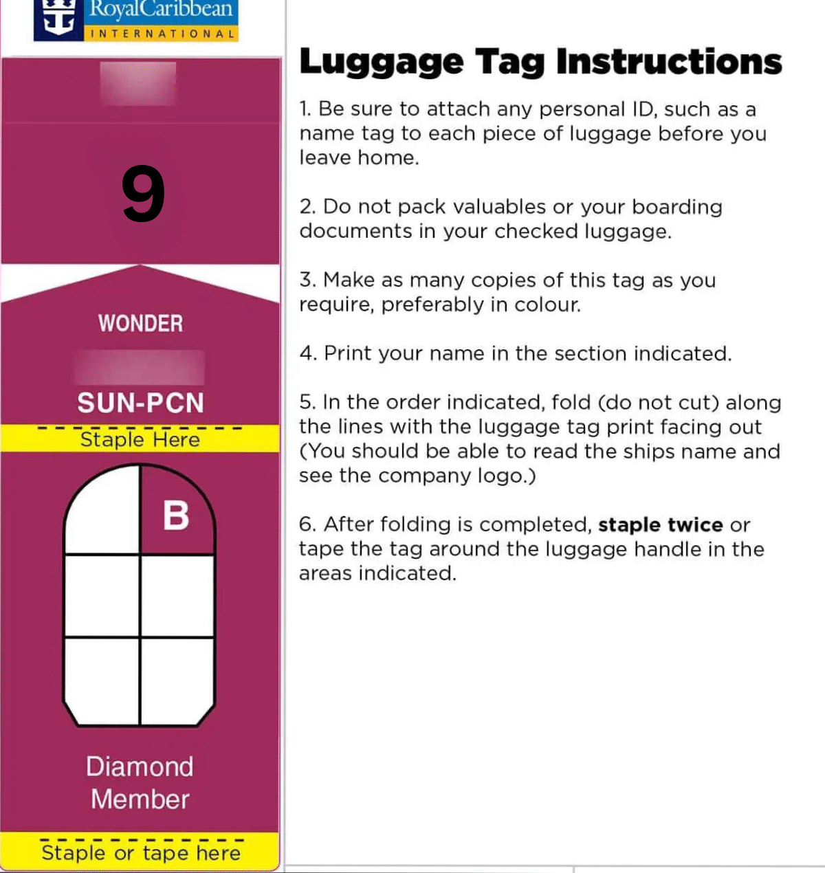 how to attach cruise luggage tags royal caribbean