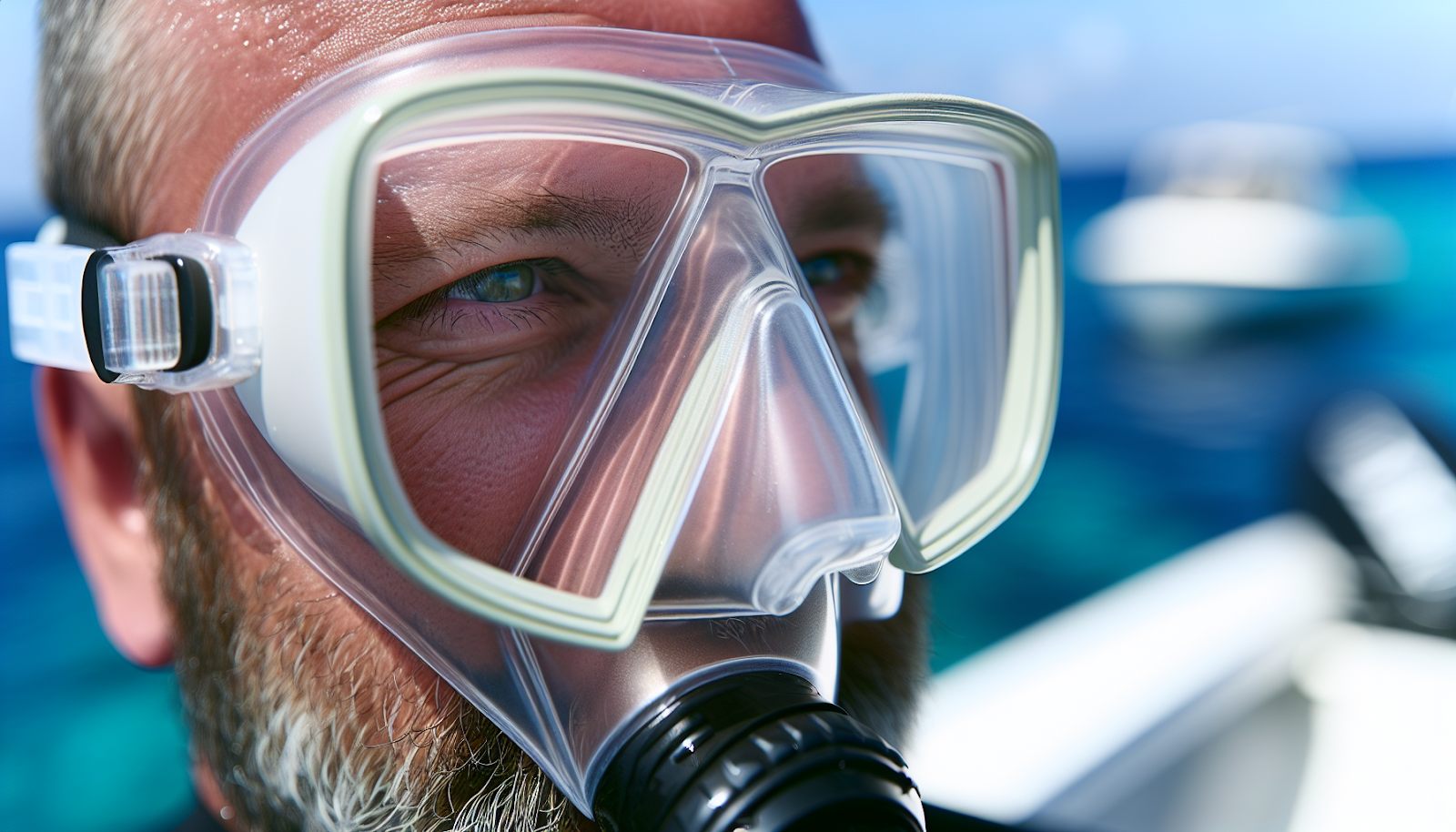 Close-up of scuba mask inner seal