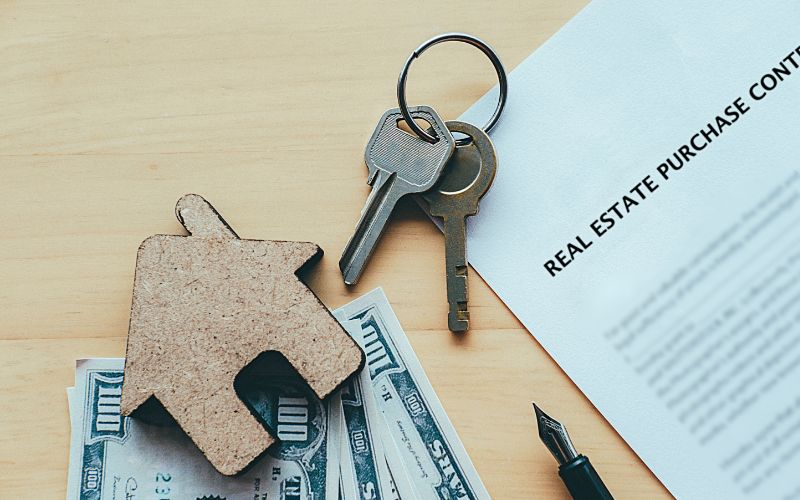 Keys and property papers on desk