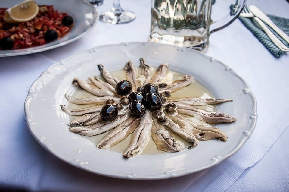 Anchovies, Eat, Starter, Salt Anchovy, Olives