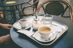 Coffee at Italian cafe in piazza of Rome
