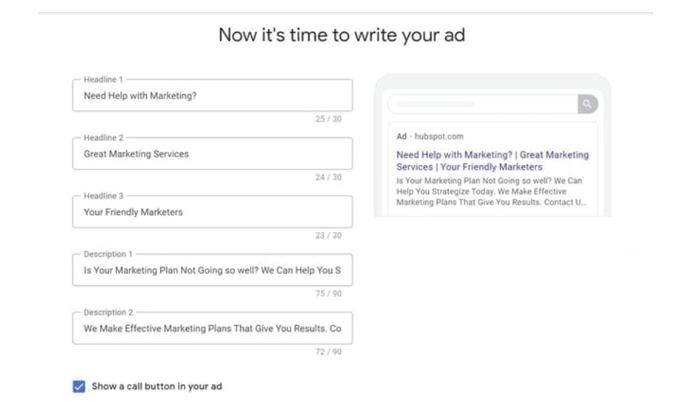 google ad examples, Craft your ad.