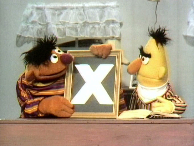 Musk is like Bert in this image - enthralled by the letter X. The Twitter users are like Bert. 