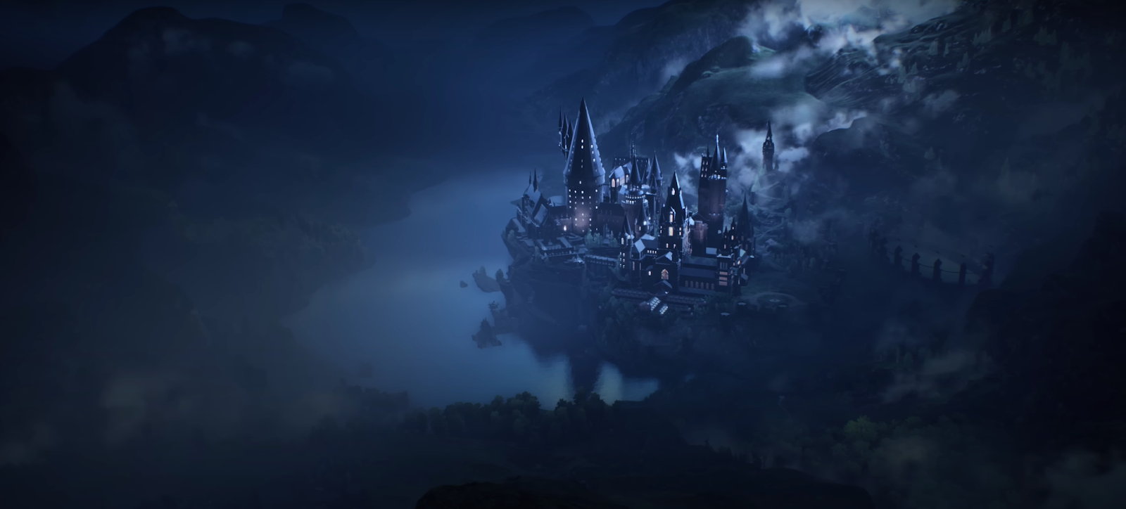 A screenshot of Hogwarts from the trailer for Hogwarts Legacy