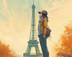 woman standing in front of the Eiffel Tower, used as a Twitter profile picture