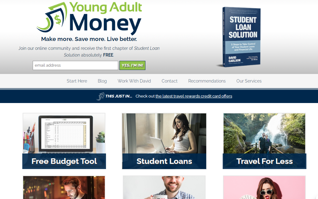 Front Page of The Blog Young Adult Money