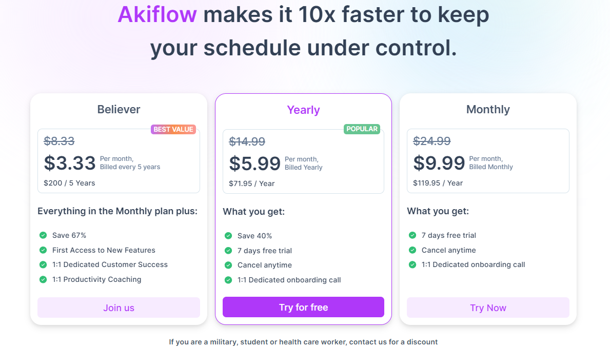 Akiflow Pricing Plans