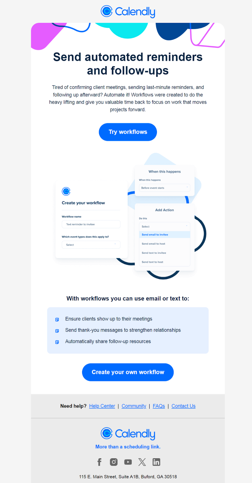 Calendly email newsletter example