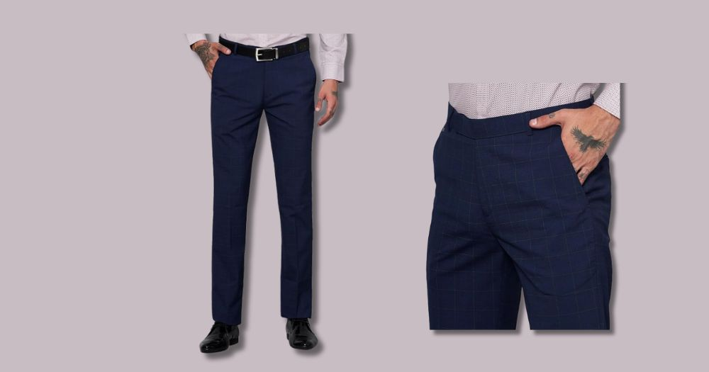 Cantabil Non Pleated Formal Navy Blue Trousers