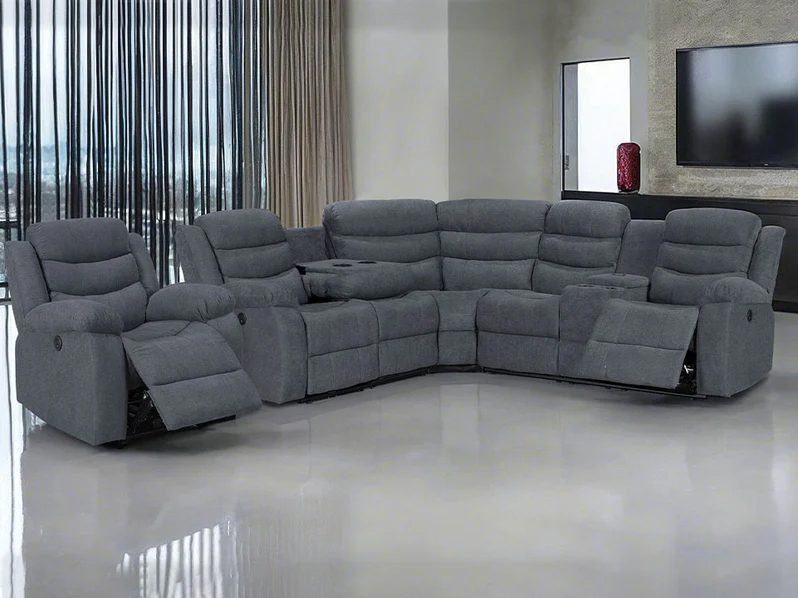 Grey Recliner Corner Sofa