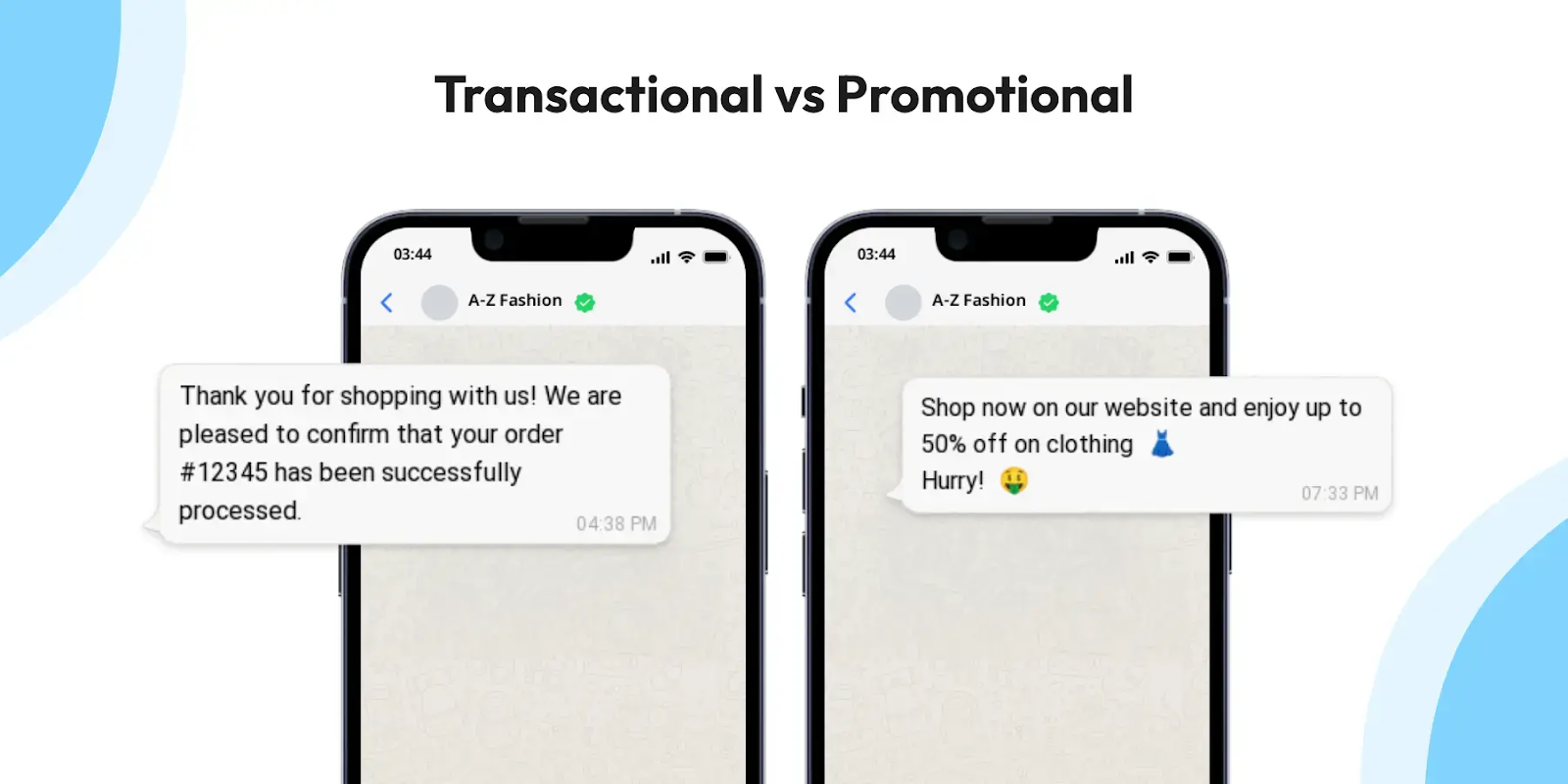 examples of transactional and promotional messages