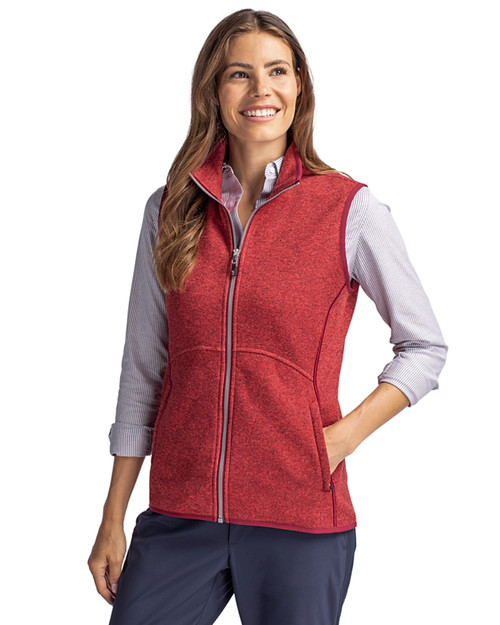Cutter & Buck Mainsail Sweater Knit Womens Full Zip Vest for holiday parties