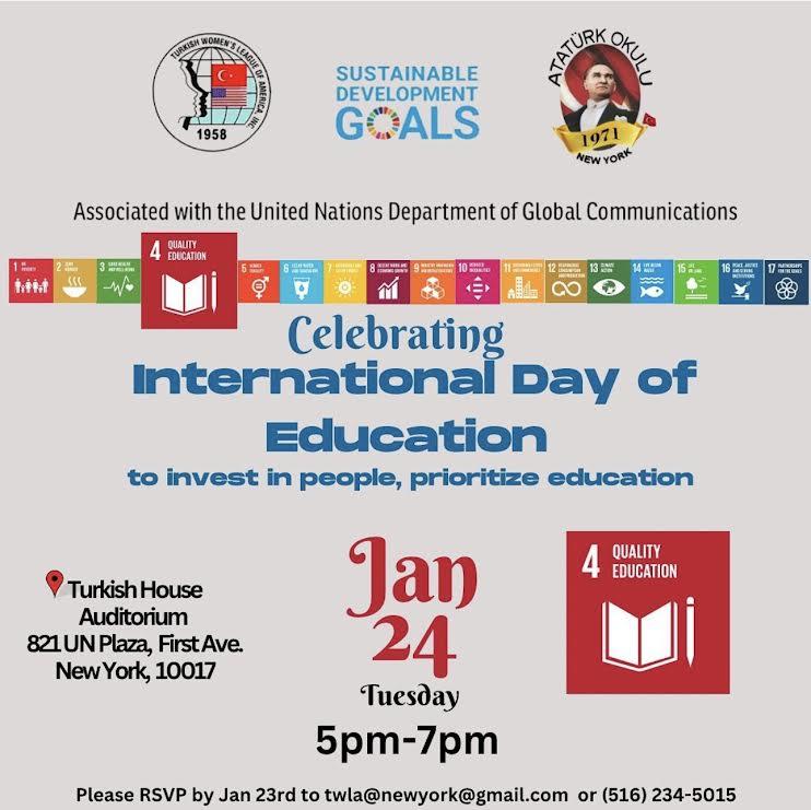 A poster for a international day of education

Description automatically generated