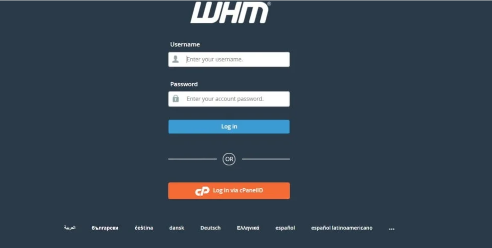 Accessing WHM