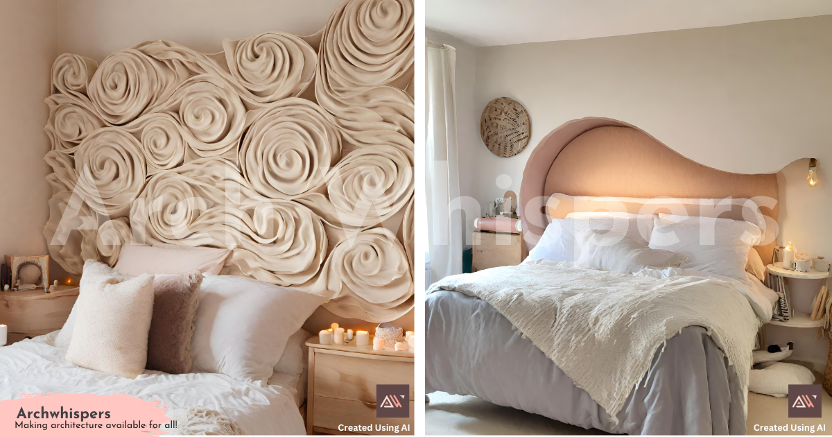 A Modern Bedroom With Swirled Aircrete or Polymer Headboards