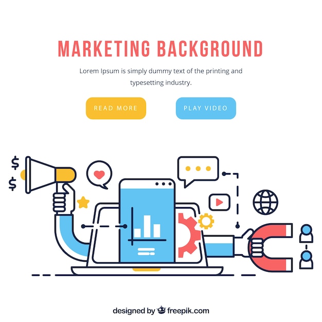 Marketing elements background in flat style Free Vector